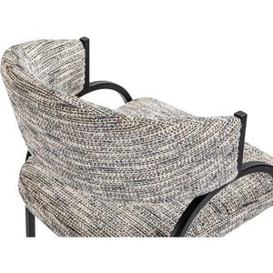 Modern <b>Black</b> Metal Frame Upholstered Dining Chair Curved Backrest Sherpa Grey Accent <b>Armchair</b> for Hotel Dining Room - Product Image 5