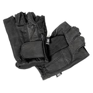 Gants de moto et de fitness en cuir de vachette noir élite, demi-doigts, avec fermeture sécurisée au poignet, haute qualité, personnalisables - Product Image 5
