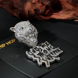 Hip Hop Panther Head Moissanite <b>Pendant</b> 925 <b>Silver</b> Rhodium Plated Micro Pave Charms Men's Jewelry Custom <b>Initial</b> Letter <b>Pendant</b> - Product Image 3