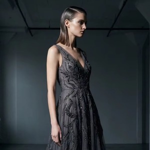 Vestido de Noche Largo con Lentejuelas Negras, Directo de Fábrica, Vestido Formal para Mujer, Venta al Por Mayor - Product Image 3