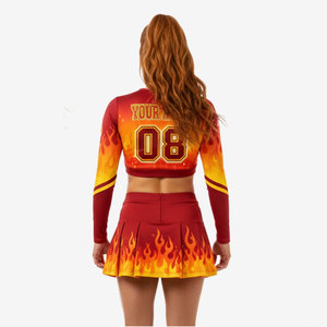 Uniformes de cheerleading personnalisés OEM imprimés avec des perles et des strass, tissu en spandex et polyester, séchage rapide, respirant - Product Image 3