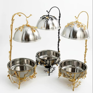 Premium Stainless Steel Round Chafing Dish <b>Buffet</b> <b>Server</b> with Lid for Catering At Best Price - Product Image 1