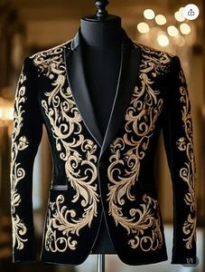 Custom Black Velvet Boys Tuxedo Suit with Gold Baroque Embroidery Luxury Kids Wedding Suit <b>Ring</b> Bearer Formal Party Wear - Product Image 3