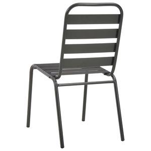 Chaises de patio en acier à lattes gris foncé, 4 pièces, ensemble de mobilier d'extérieur élégant - Product Image 5