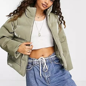 New Style Women's Puffer jackets Color Stand Collar Zipper Closure Winter Outdoor Puffy <b>Vest</b> for Adult Girls - Product Image 2