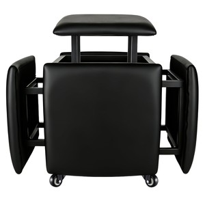 Black Padded Ottoman Storage <b>Stool</b> with Side Tables Wholesale India - Product Image 1