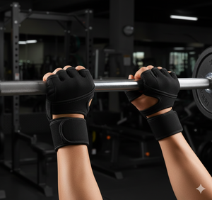 REXFIT SPORTS Half <b>Finger</b> Gym Gloves Weight Lifting Non Slip Breathable Lightweight Neoprene Unisex Black Adjustable Wrist <b>Strap</b> - Product Image 2