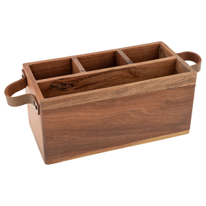 Panier de rangement rectangulaire en bois avec poignée en métal noir, style rustique, pour salon, à un seul niveau, non pliable - Product Image 6