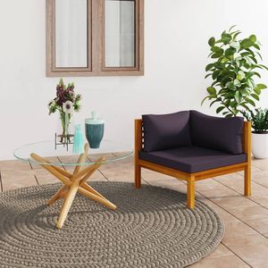 Sofá Modular Esquinero Mediano en Gris Oscuro, Muebles de Jardín de Madera Maciza de Acacia - Product Image 1