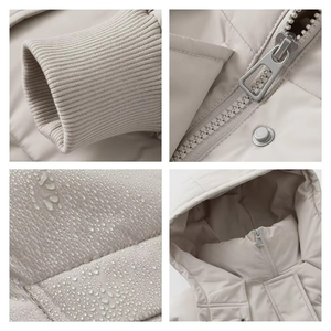 Women Long Quilted Parka <b>Jacket</b> With Hood Zipper Closure Solid Color <b>Winter</b> Warm Coat Full Sleeve Polyester Wadding - Product Image 6