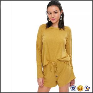 ชุด2ชิ้นเสื้อยืดและกางเกงขาสั้นสำหรับผู้หญิง,เสื้อยืดแขนยาวลายหยดน้ำไหล่ - Product Image 5