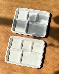 Bandeja de almuerzo reutilizable de 5 compartimentos, plato desechable compostable, platos de bagazo de caña de azúcar para eventos escolares, pulpa de bagazo almacenada - Product Image 4