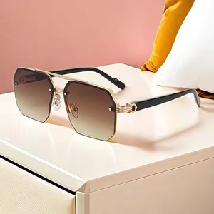 Gafas de Sol de Moda 2025 con Logotipo Personalizado, Montura Metálica Cuadrada de Media Montura, Resistentes a los Rayos UV, para Hombre y Mujer, para Viajes de Verano - Product Image 2