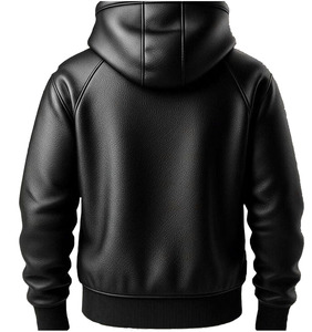 <b>Mens</b> <b>pullover</b> leather hoodie Low Moq Solid Color And Pattern <b>Men</b> Heavyweight Unique Style <b>Pullover</b> Hoodie Made Leather Hoodie - Product Image 5