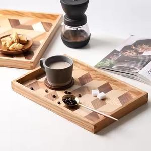 Plateau de service élégant en bois rectangulaire pour le thé, le café et le petit-déjeuner - Product Image 3