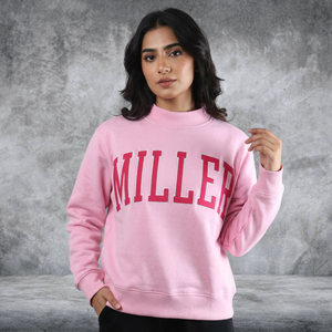 Sudadera MILLER Rosa para Hombre, Cuello Redondo, Talla Grande, Felpa de Algodón, Apliques de Letras en Chenilla, Personalizable OEM - Product Image 1