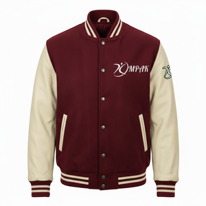 Ropa al por Mayor Estilo Americano Streetwear con Mangas de Cuero y Parches Bordados, Chaqueta Letterman Auténtica - Product Image 1
