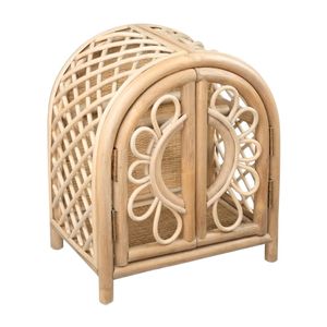 Armoire à poupées en rotin naturel faite à la main avec cintres, style bohème, mini-armoire pour poupées, décoration de chambre d'enfant durable, rangement pour jouets - Product Image 2