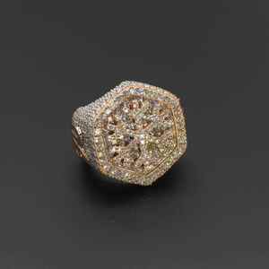 Bague de fiançailles personnalisée pour homme en argent 925 plaqué or rose, style hip-hop, avec moissanite VVS, motif flocon de neige, sertie de pierres, cadeau - Product Image 1