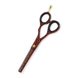 กรรไกรตัดผมสไตล์ญี่ปุ่น สีแดงดำเคลือบพิเศษ กรรไกรตัดผมสำหรับช่างตัดผม ตัดเส้นละเอียด ผลิตจากสแตนเลสโดย Stahlmann Pro - Product Image 3