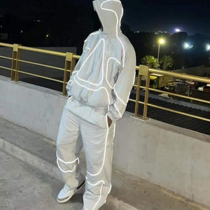 Ensemble survêtement réfléchissant pour homme, veste à capuche et pantalon de jogging, léger, streetwear, coupe-vent personnalisé pour homme - Product Image 5