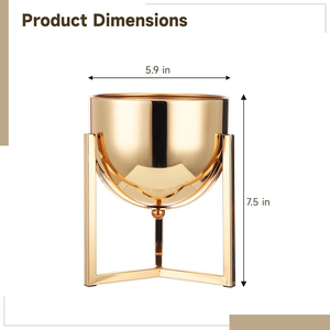 Macetero de Metal Dorado de Lujo con Soporte, Acabado de Latón Reflectante Moderno, Porta Macetas para Plantas de Interior, Sala de Estar, Oficina - Product Image 3