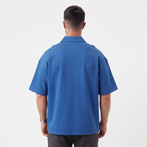 Men Drop Shoulder Shirt Loose Boxy Fit <b>Short</b> <b>Sleeve</b> <b>Button</b> <b>Up</b> Casual Garment Custom Logo Cotton Good Quality Shirt For Men - Product Image 4