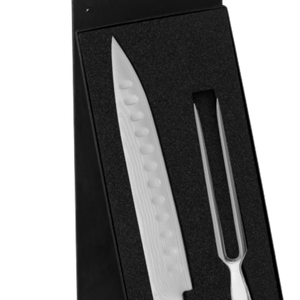 2 Piece Carving <b>Knife</b> and Fork Set Stainless Steel <b>Slicing</b> Blade with Pakkawood Handles for Roast Meat Poultry and Kitchen Use X - Product Image 3