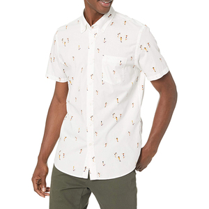 Chemise décontractée à manches courtes pour homme, imprimé floral blanc, 100% polyester, respirante, été - Product Image 3