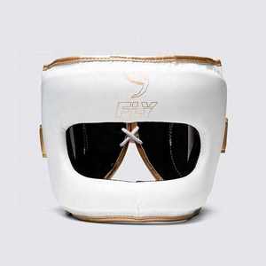 Boxing Training Protection Head Guard White Full <b>Face</b> Fly Boxing Head Guard Genuine Leather Customized Boxing Helmet CP-BHG-17 - Product Image 5