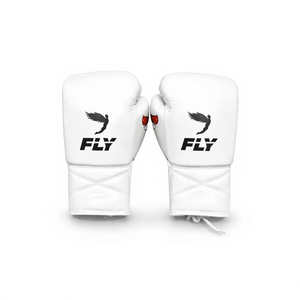 Gants de boxe Fly White à lacets en cuir, équipement d'entraînement pour adultes, équipement de sparring respirant - Product Image 6