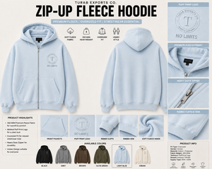 Unisex <b>White</b> Hooded <b>Zip</b>-<b>Up</b> Sweatshirt Oversized Fit 100% Cotton Fleece Eco-Friendly Pocket Casual Solid Design Front Logo Winter - Product Image 2