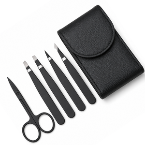 Eyebrow Volume <b>Eyelash</b> Tweezers Set Stainless Steel Slanted Tip Modern Style Durable <b>Reusable</b> with Scissors and Case - Product Image 1