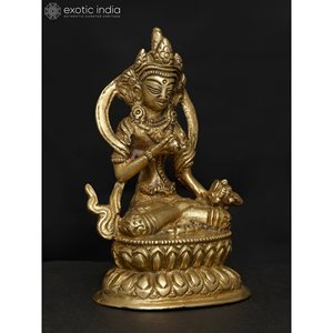 Sculpture en laiton faite à la main de 4 pouces de la divinité bouddhiste tibétaine Vajrasattva Petite statue pour la maison et le temple Fabriqué en Inde - Product Image 2