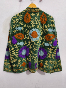 Suzani Embroidered <b>Velvet</b> Short Casual Sweet <b>Jacket</b> <b>Women</b> Breathable Handcrafted Artisan Custom Cotton decent design - Product Image 3