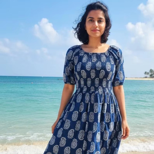 ชุดเดรสผ้าโพลีเอสเตอร์พิมพ์ลายดอกไม้หลากหลายแบบสำหรับผู้หญิง ดีไซน์คอวีแขนกุด ทรงเข้ารูป กระโปรงบาน เหมาะสำหรับใส่ในฤดูร้อน ความยาวปานกลางถึงยาว - Product Image 1