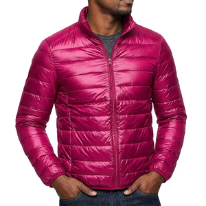<b>Men</b> <b>Lightweight</b> Quilted Puffer <b>Jacket</b> Full Zip Stand Collar Windproof Solid Color Winter Casual Slim Fit Outerwear <b>Jacket</b> - Product Image 1