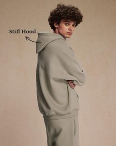 Sweat à capuche épais en molleton uni pour homme, coupe oversize avec poche, style streetwear, 100 % coton - Product Image 3