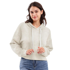 Sudadera corta con capucha para mujer, moderna, de tela suave y transpirable, manga larga, informal, para gimnasio, elegante. - Product Image 6