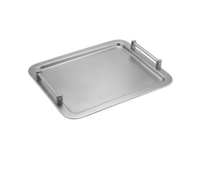 Plateau de service rectangulaire en métal avec poignées, design minimaliste et solide, plaque en acier inoxydable durable pour la vaisselle - Product Image 2