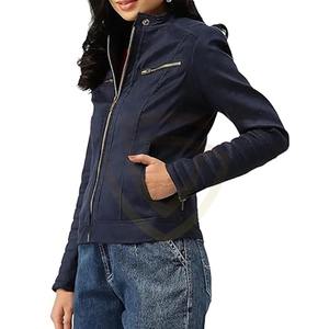 Veste en cuir suédé véritable pour femme avec fermeture éclair pour le printemps et l'hiver, veste en cuir suédé pour femme - Product Image 4