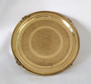 Plateau rond en métal plaqué or de luxe, vaisselle de mariage, centre de table, présentoir de banquet, décoration pour la maison, l'hôtel et le restaurant - Product Image 1