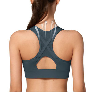 Sujetador deportivo con cremallera frontal para mujer, de alto impacto, sin aros, de malla, top corto para gimnasio, fitness, atletismo, correr, ropa interior, logotipo personalizado - Product Image 3