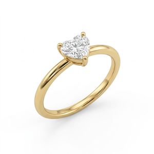 Bague de fiançailles solitaire en or 18 carats avec diamant de laboratoire taille cœur, bijoux de mariage pour femme - Product Image 2