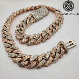 Collier unisexe en moissanite Charm Jewells, coupe brillante, chaîne à maillons géométriques, plaqué or 14 carats, argent 925, certifié IGI, style hip-hop - Product Image 6