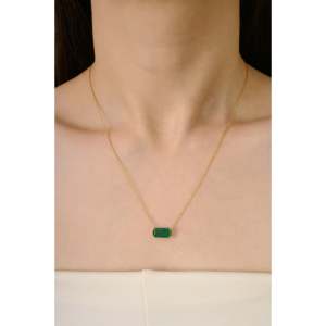 14K Solid Gold Geometric East West <b>Emerald</b> Cut Box Chain <b>Pendant</b> Necklace 2.41 Ct Natural <b>Emerald</b> IGI Certified Diamond Women's - Product Image 5