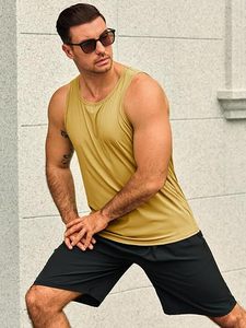 Débardeur côtelé jaune pour homme, col rond, tricoté, respirant, couleur unie, décontracté, style musculaire - Product Image 5