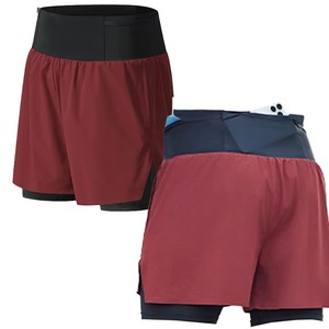 Shorts de sport taille haute pour homme, couleur unie, séchage rapide, avec poches, taille élastique, tricotés en Spandex et Polyester, OEM ODM Homme - Product Image 1