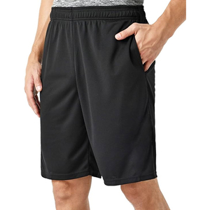 Shorts de sport décontractés pour hommes, séchage rapide, respirants, couleur unie, taille élastique, mi-longs, en polyester tissé avec bande latérale - Product Image 2
