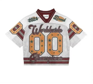 Custom Maroon Gold American Football Jersey V-Neck Short Sleeve Mesh Breathable 100% Polyester Sublimated Print Front Team <b>Name</b> - Product Image 5